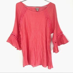 Chicos Peach Eyelet Top